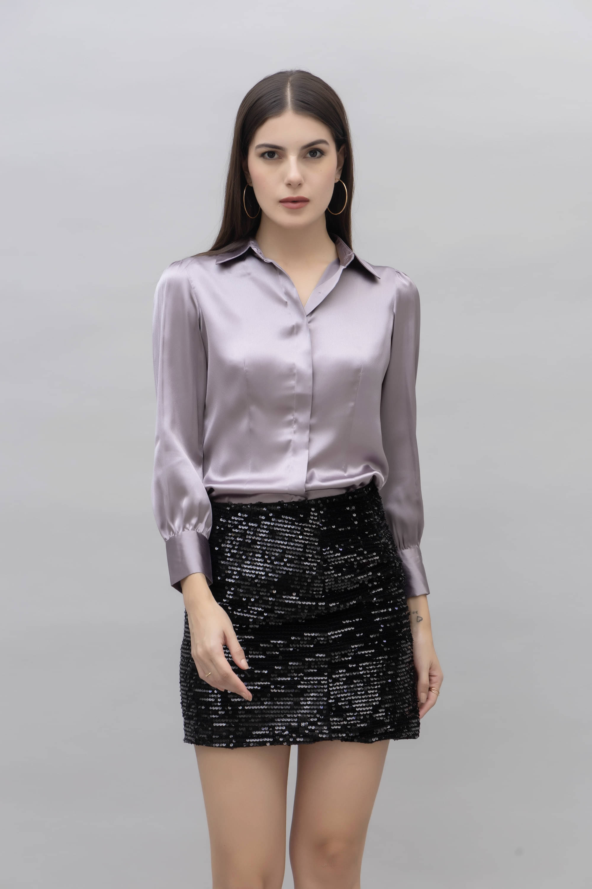 Purys Women's Satin Regular Top ( Purple ) Purys Women's Satin Regular Top ( Purple )