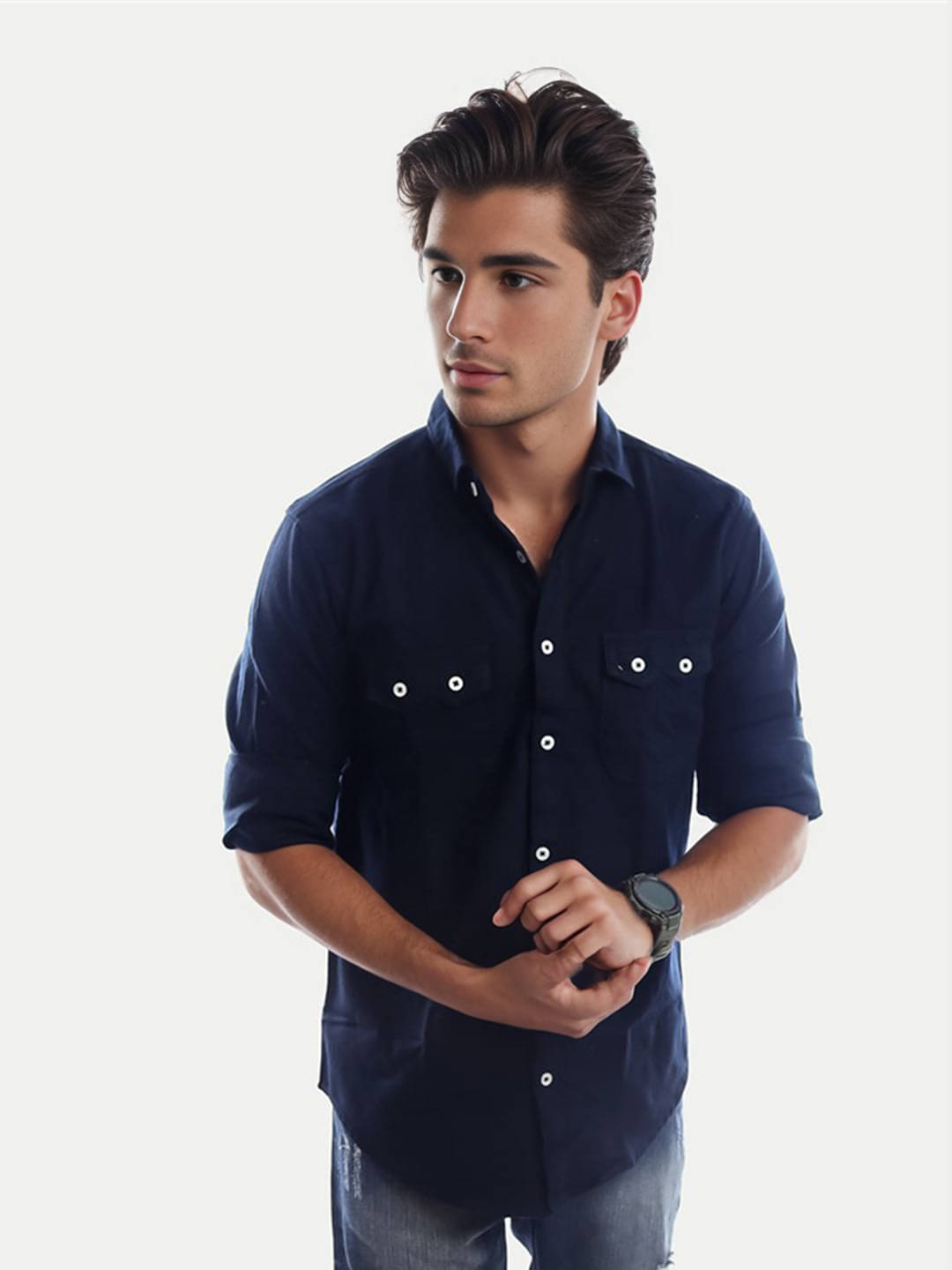     			Radprix Cotton Blend Regular Fit Solids Full Sleeves Men's Casual Shirt - Blue ( Pack of 1 )