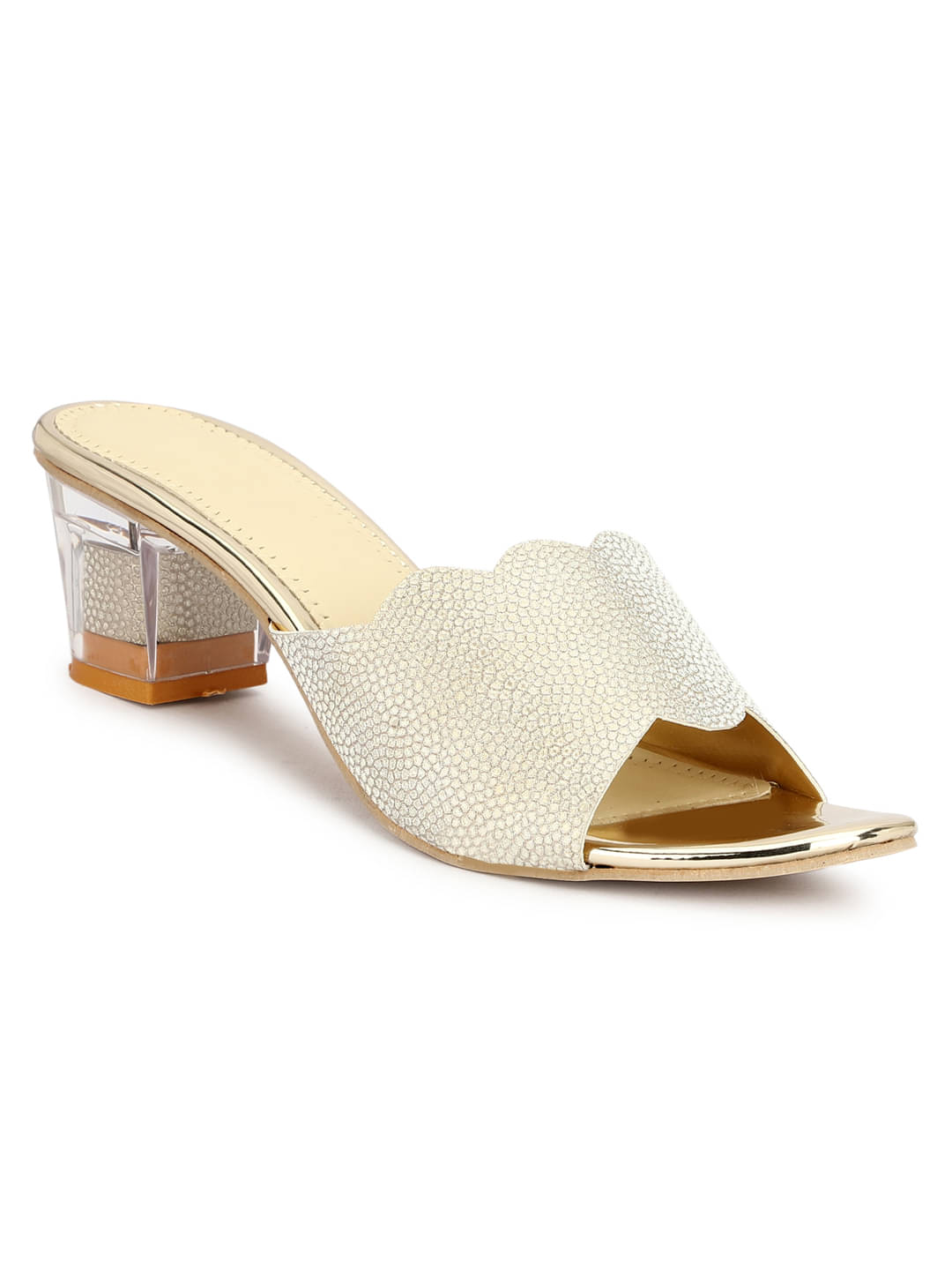     			Rimezs Gold Women's Slip On Heels