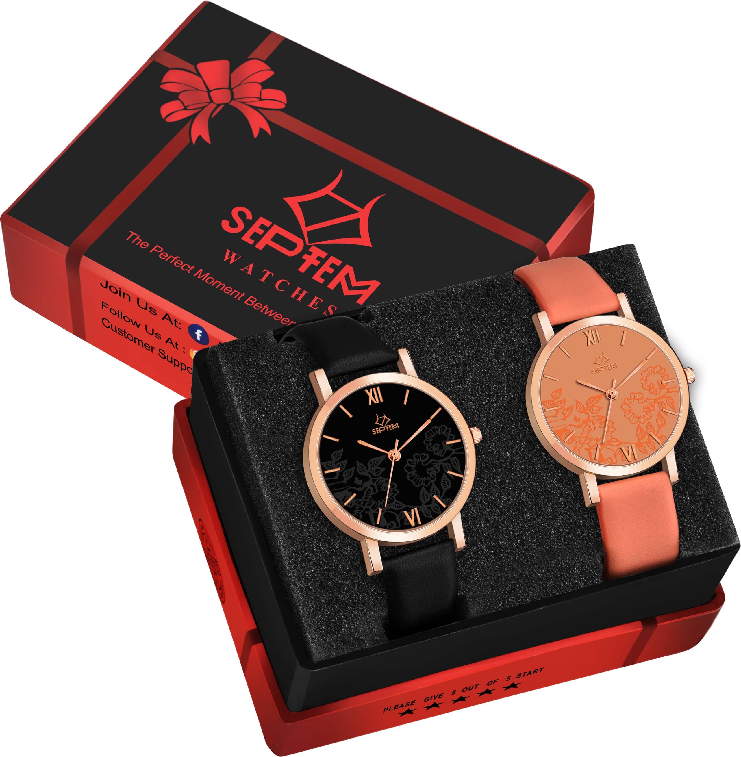 Septem Orange Leather Analog Womens Watch