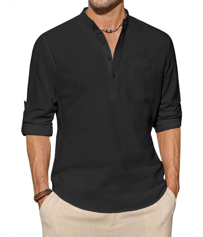 Vida Loca Black Cotton Blend Men's Shirt Style Kurta ( Pack of 1 ) - Kurtas & Kurta Sets | Buy online on ZillyBuy