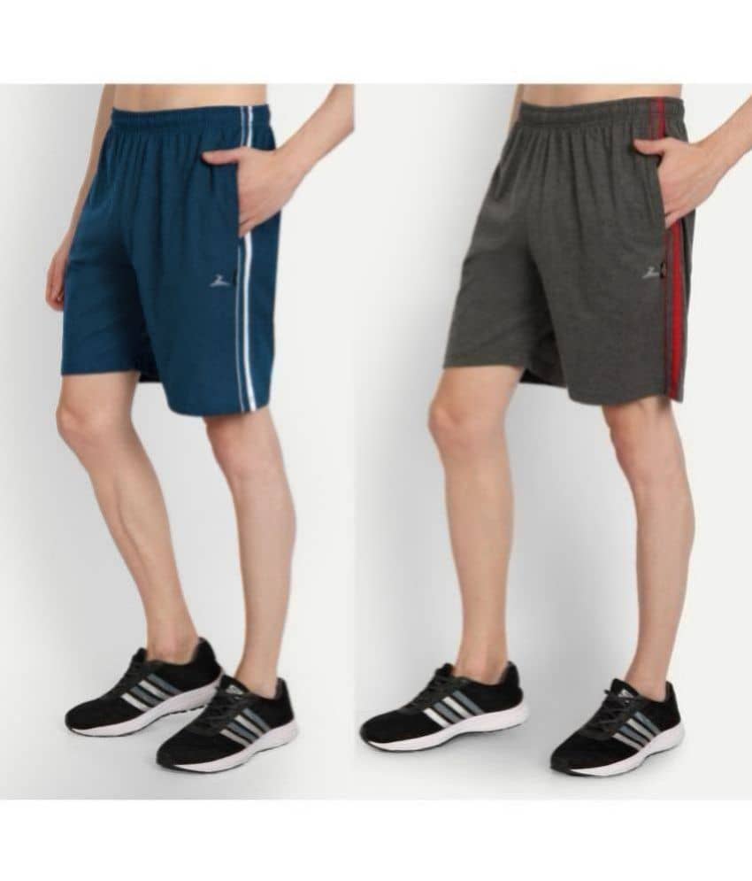 Zeffit - Multicolor Cotton Blend Men's Shorts ( Pack of 2 ) - Shorts | Buy online on ZillyBuy