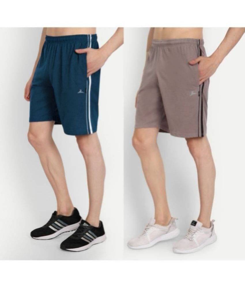 Zeffit Multicolor Cotton Blend Men's Shorts ( Pack of 2 ) Zeffit Multicolor Cotton Blend Men's Shorts ( Pack of 2 )