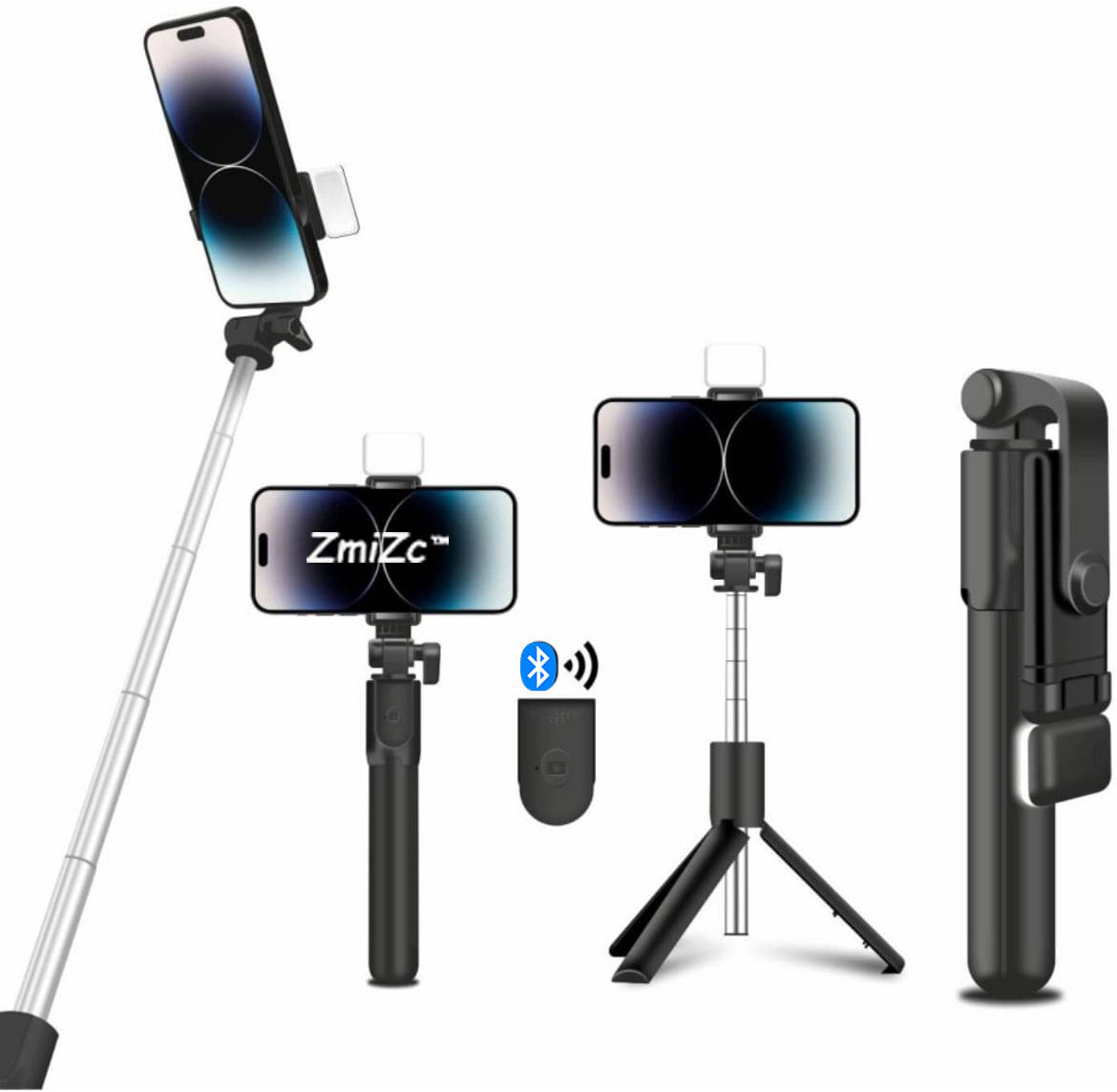     			ZmiZc Bluetooth Selfie Stick ( Black )