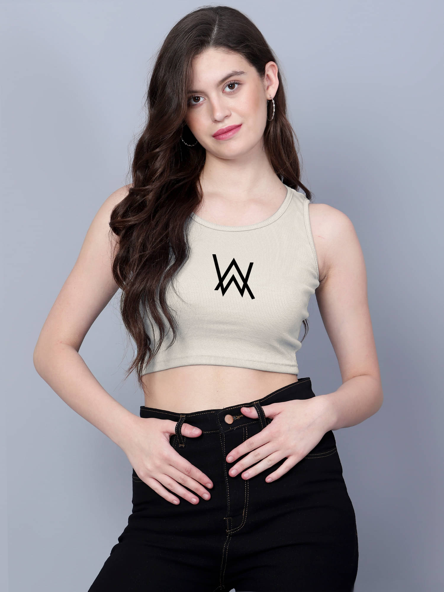     			fashion and youth Women's Cotton Blend Crop Top ( Beige )