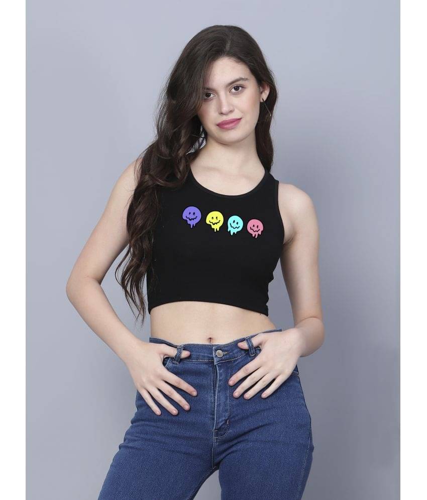 fashion and youth Women's Cotton Blend Crop Top ( Black ) fashion and youth Women's Cotton Blend Crop Top ( Black )