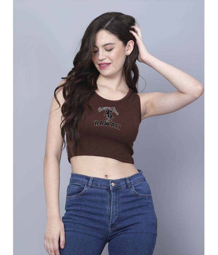 fashion and youth Women's Cotton Blend Crop Top ( Brown ) fashion and youth Women's Cotton Blend Crop Top ( Brown )