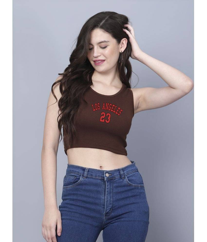 fashion and youth Women's Cotton Blend Crop Top ( Brown ) fashion and youth Women's Cotton Blend Crop Top ( Brown )