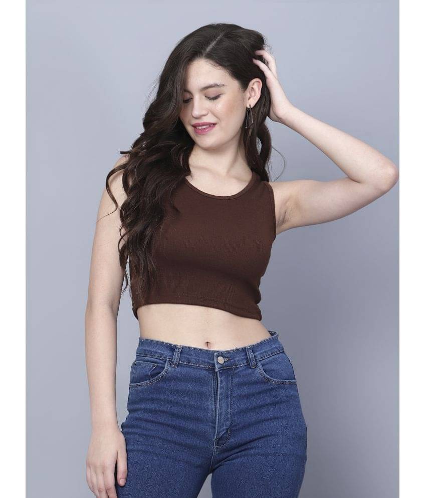     			fashion and youth Women's Cotton Blend Crop Top ( Brown )
