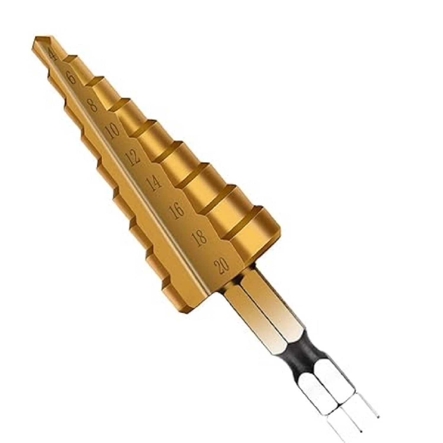 4-20Mm Hss Steel Titanium Step Drill Bits Step Cone Cutting Tool Core Drill Bit Steel Woodworking Wood Metal Drilling Step Drill, H