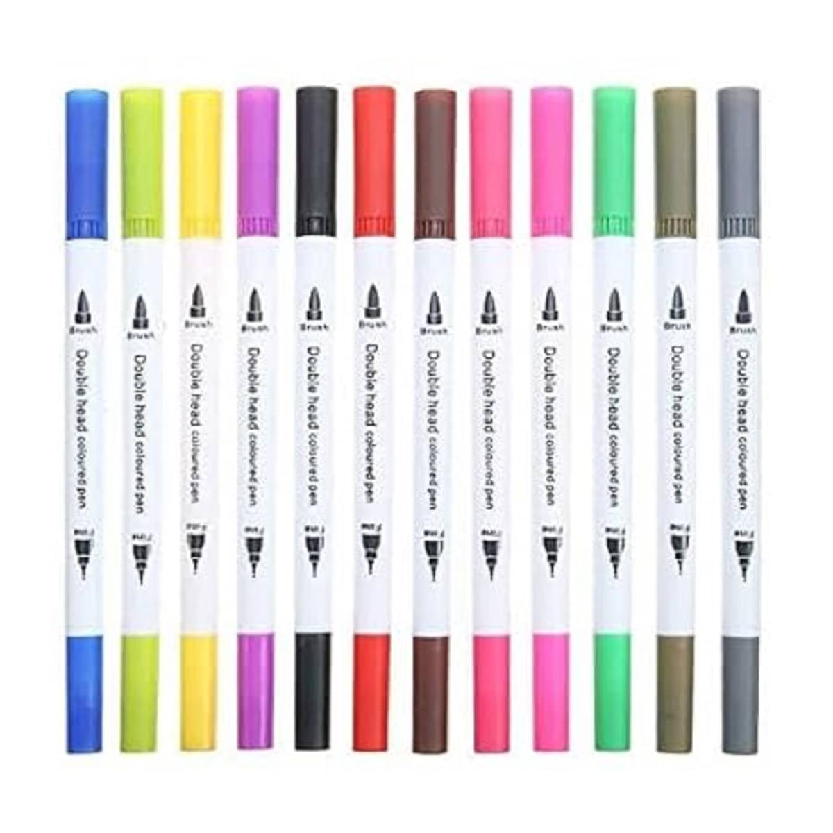     			Art Markers Dual Tips Coloring Brush Fineliner Color Water Based Marker Pens Set For Calligraphy Drawing Sketching Bullet Journal (12), Ink Multicolor