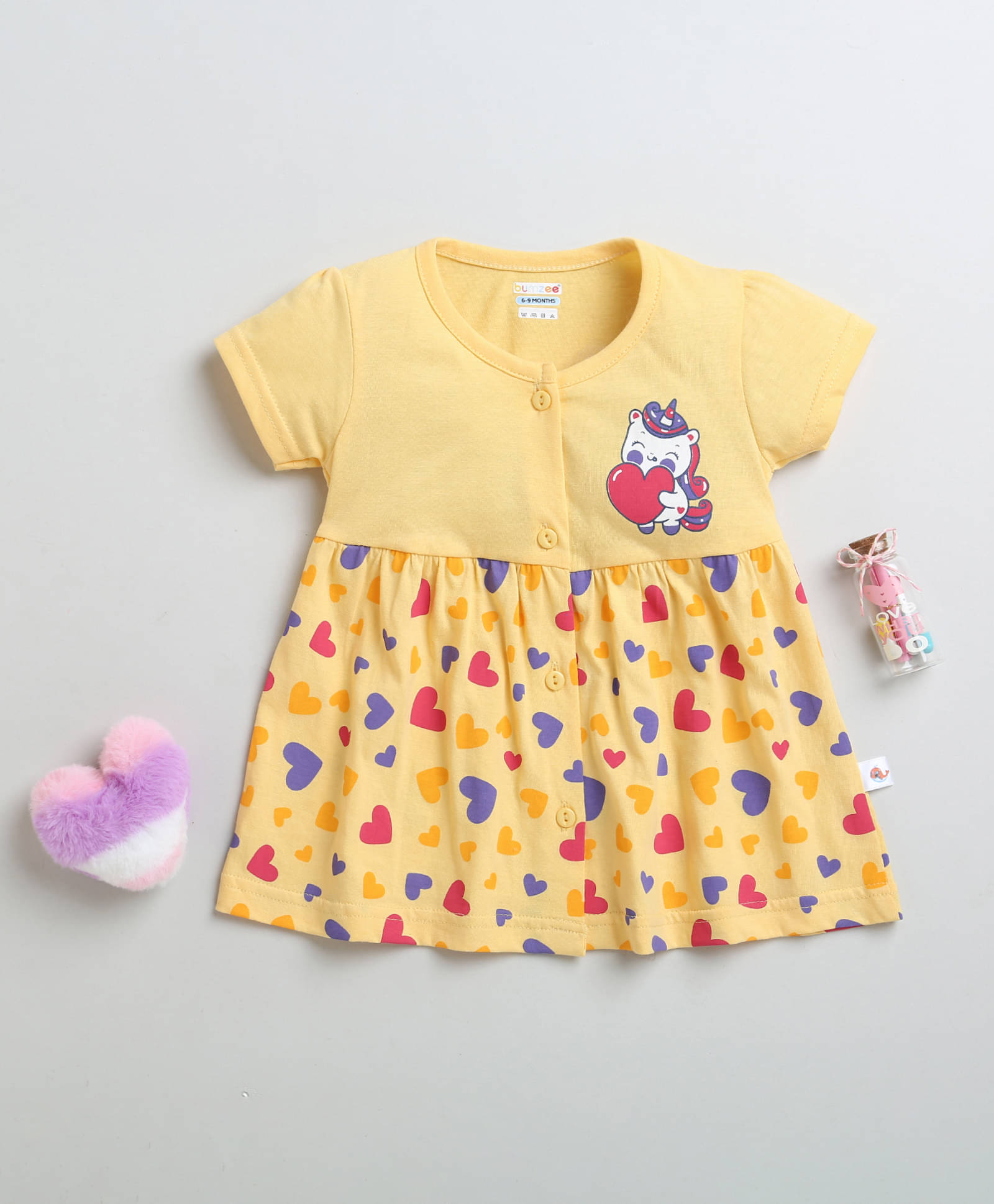     			BUMZEE Pack of 1 Baby Girls Cotton Frock ( Yellow )