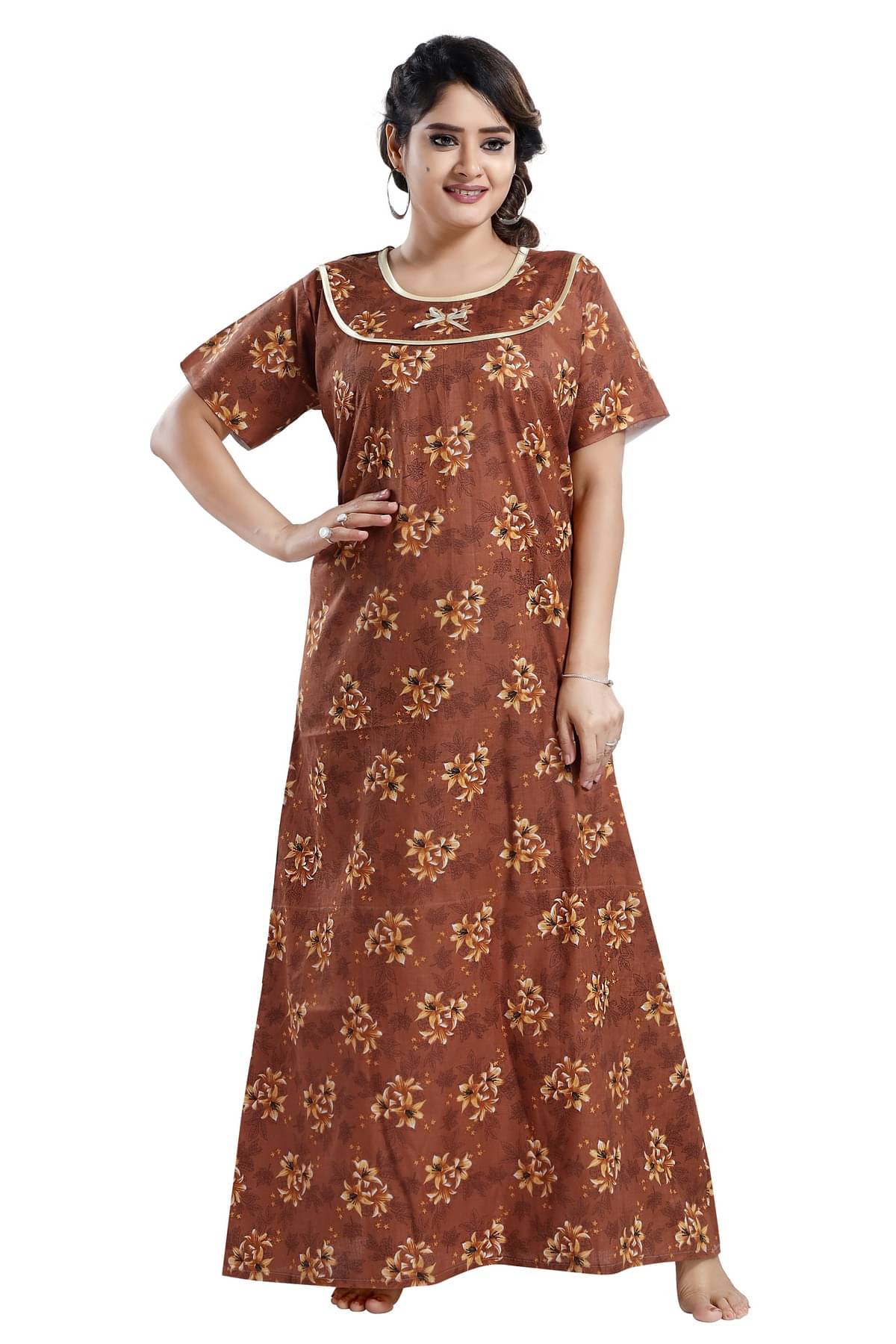     			Cinco Multi Color Cotton Blend Women's Nightwear Night Dress ( Pack of 1 )
