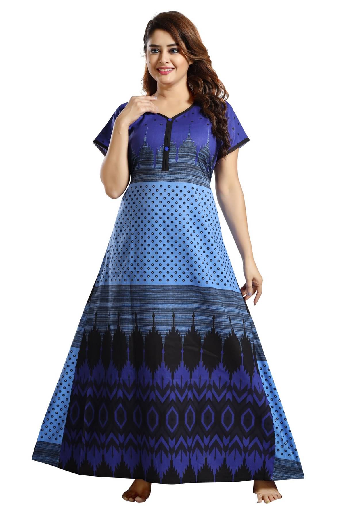     			Cinco Multi Color Cotton Blend Women's Nightwear Nighty & Night Gowns ( Pack of 1 )
