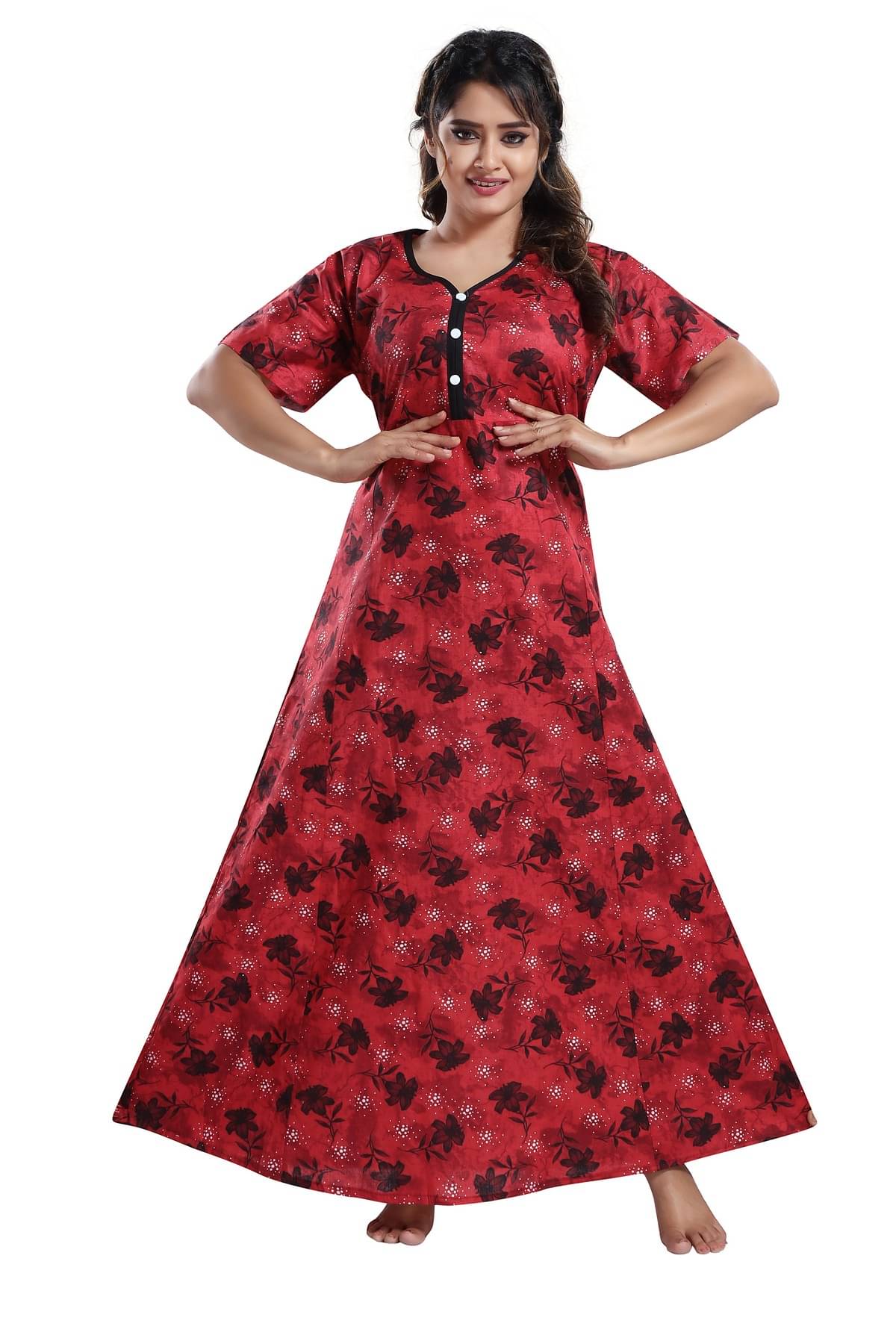     			Cinco Multi Color Cotton Blend Women's Nightwear Nighty & Night Gowns ( Pack of 1 )