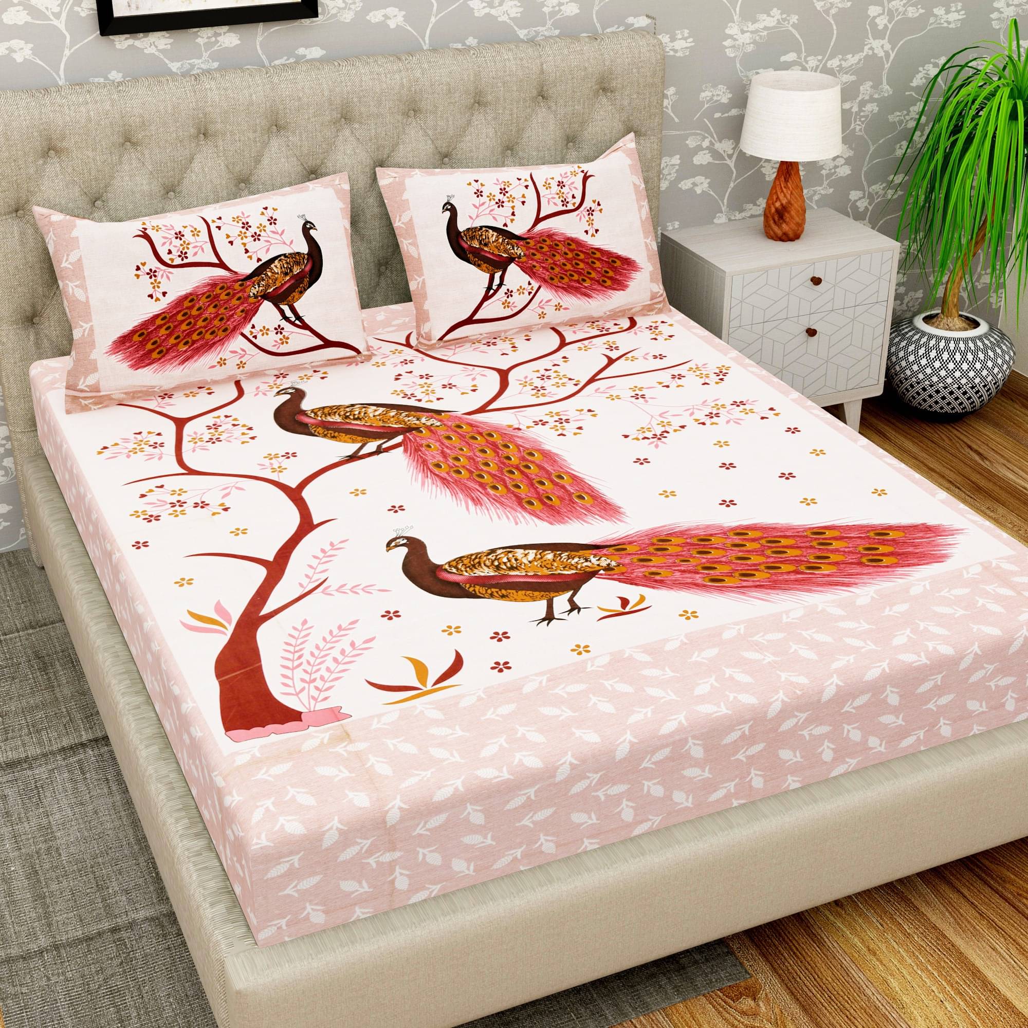     			Cosito Cotton 1 Double Bedsheet with 2 Pillow Covers ( Multicolor )