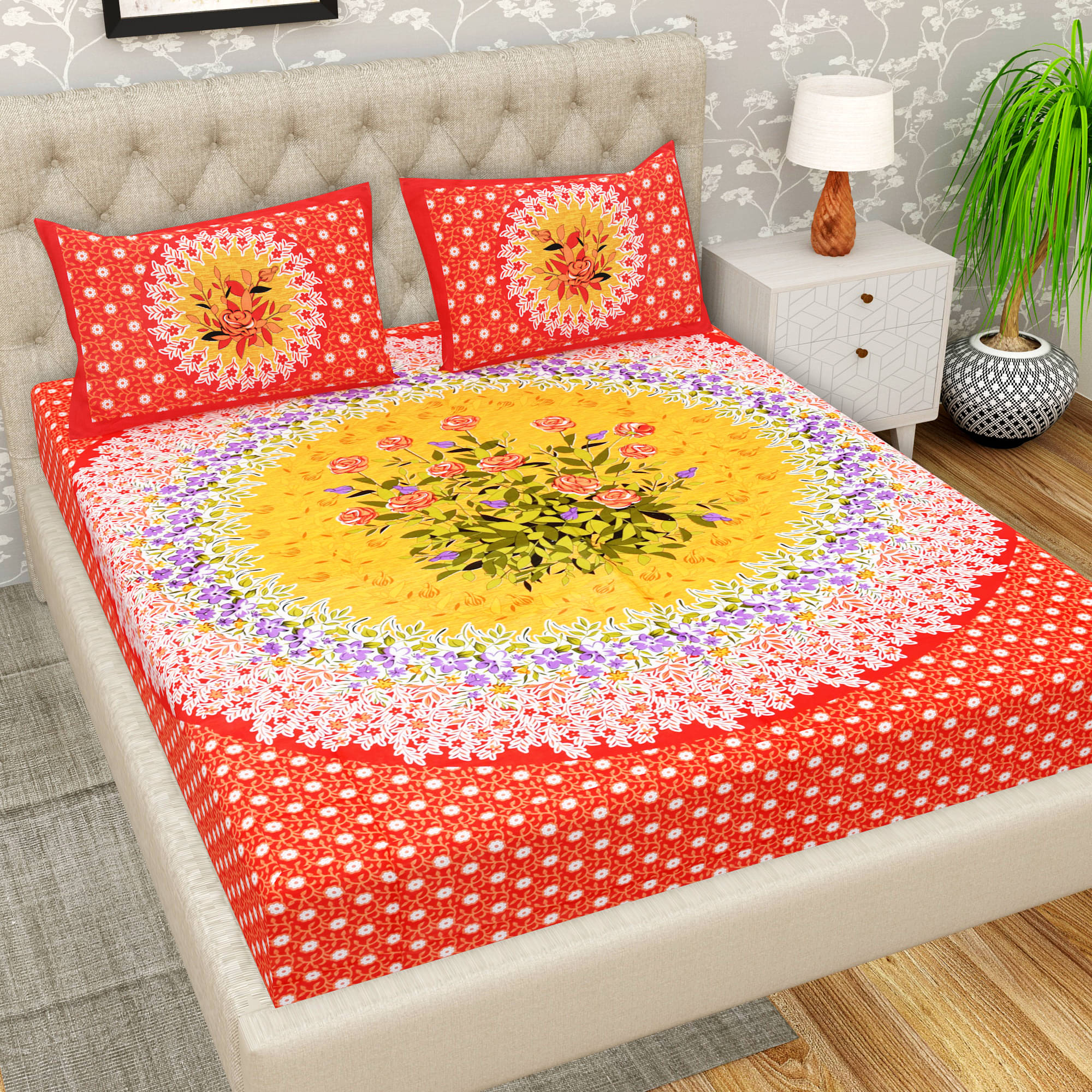 Cosito Cotton 1 Double Bedsheet with 2 Pillow Covers ( Red ) Cosito Cotton 1 Double Bedsheet with 2 Pillow Covers ( Red )