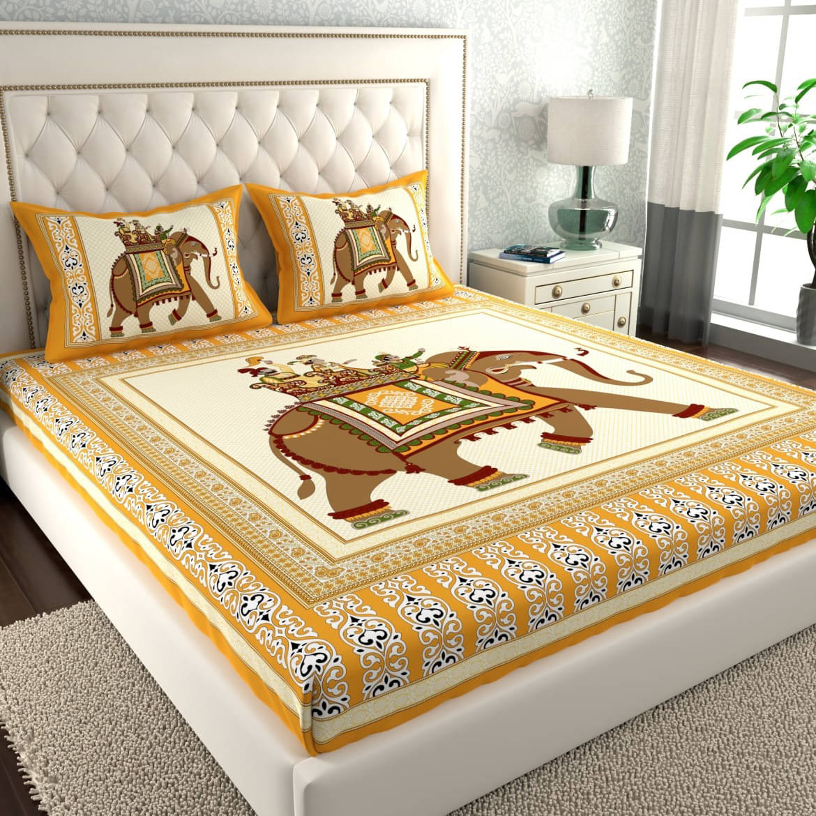 Cosito Cotton 1 Double Bedsheet with 2 Pillow Covers ( Yellow ) Cosito Cotton 1 Double Bedsheet with 2 Pillow Covers ( Yellow )