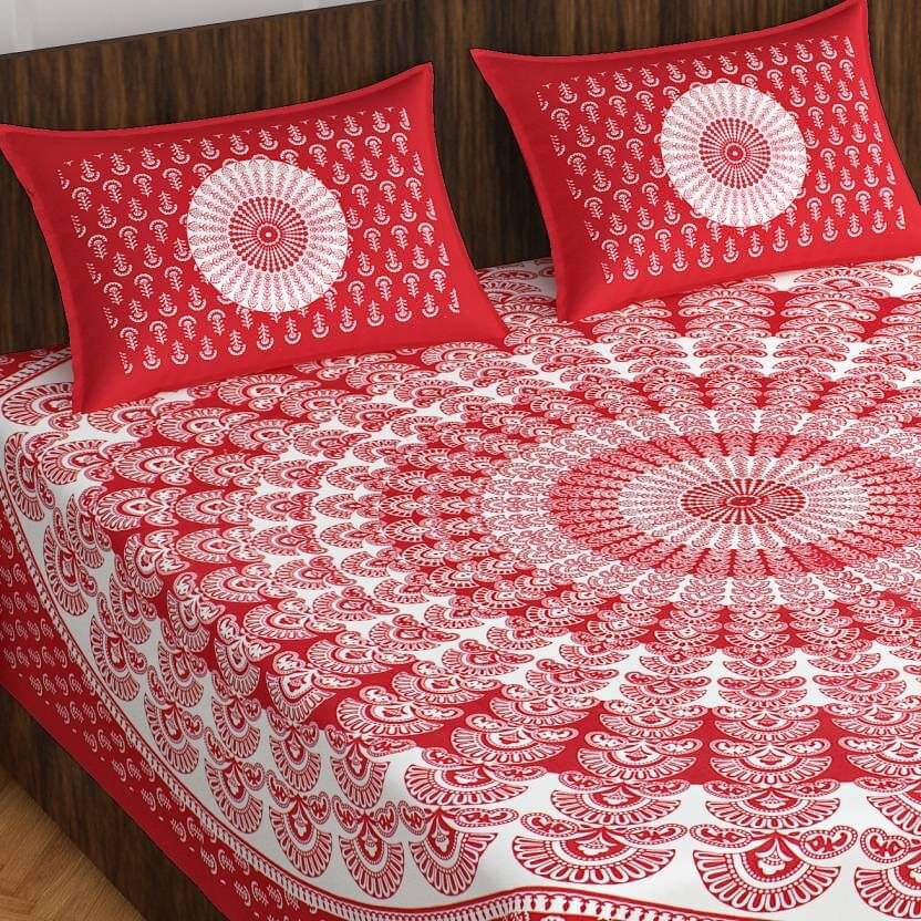     			Cosito Cotton 1 Double Bedsheet with 2 Pillow Covers ( Red )