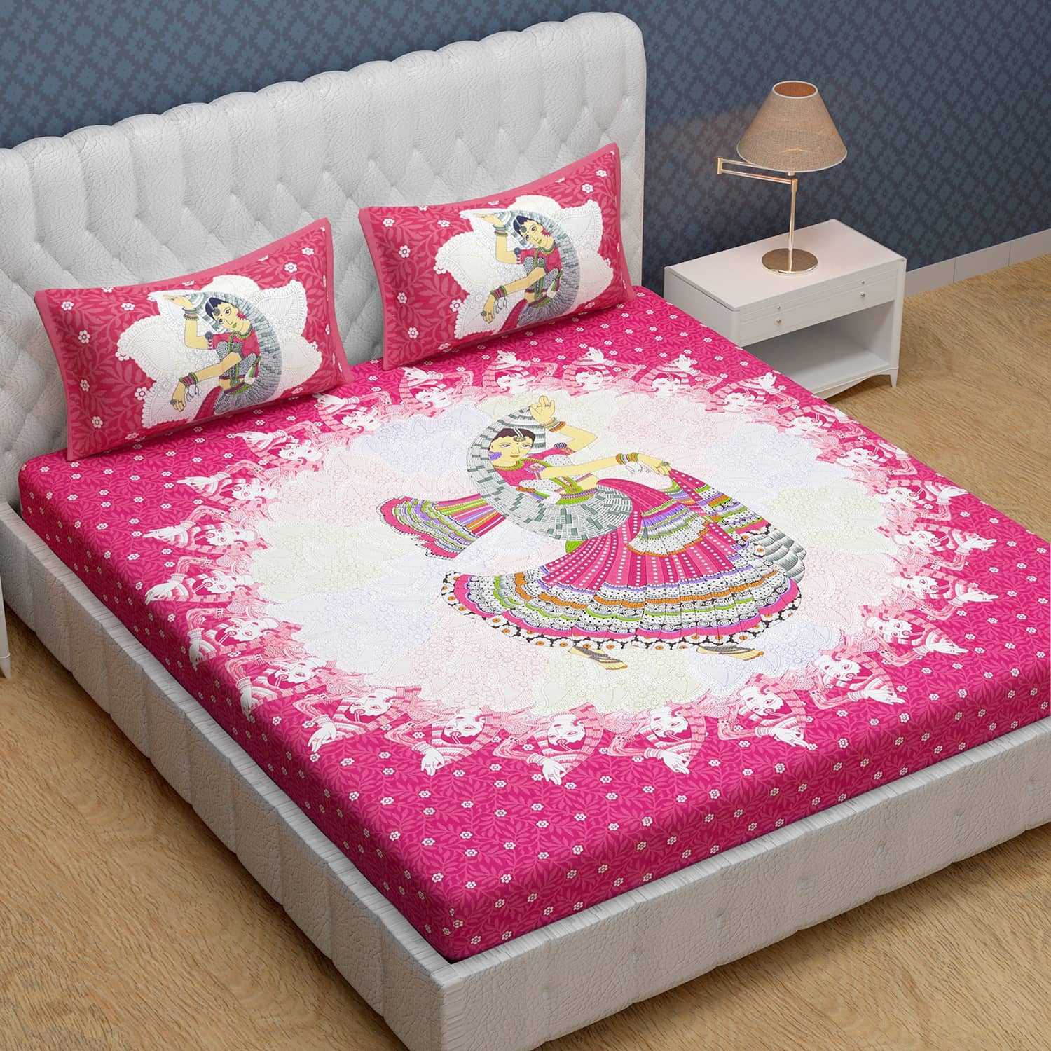 Cosito Cotton 1 Double Bedsheet with 2 Pillow Covers ( Pink )