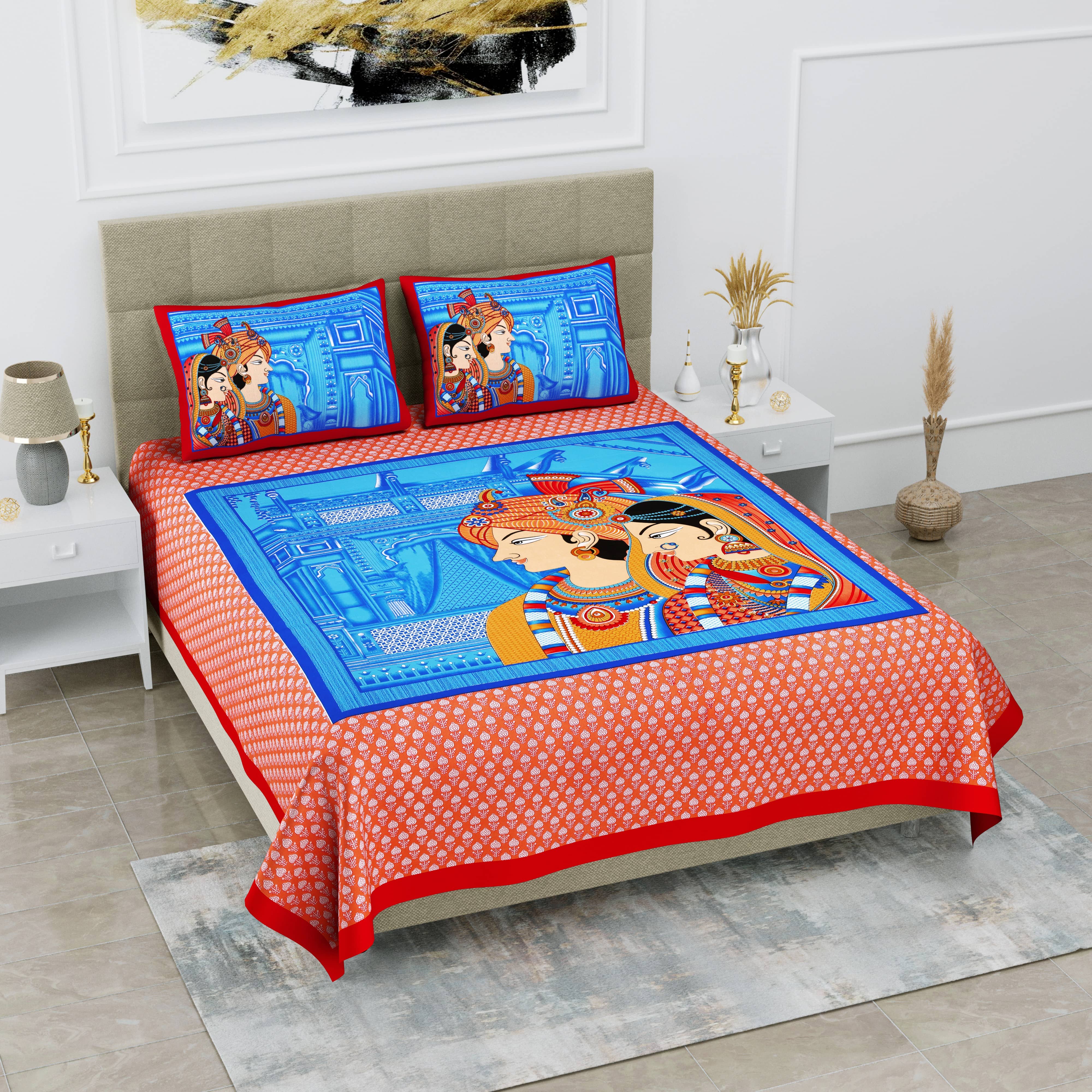 Cosito Cotton 1 Double Bedsheet with 2 Pillow Covers ( Red )