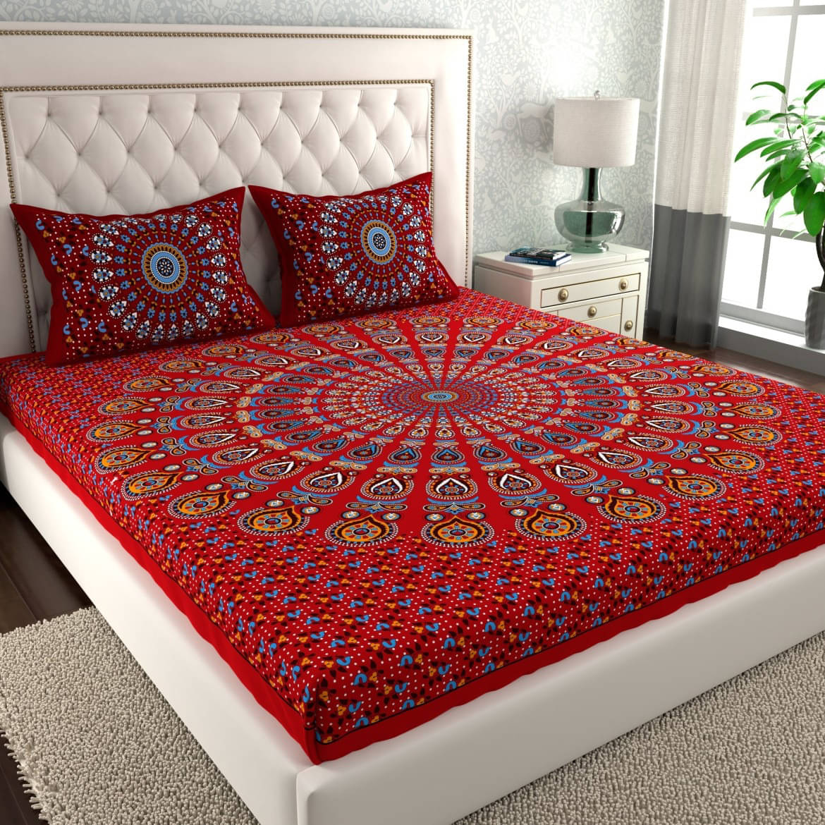 Cosito Cotton 1 Double Bedsheet with 2 Pillow Covers ( Red ) Cosito Cotton 1 Double Bedsheet with 2 Pillow Covers ( Red )