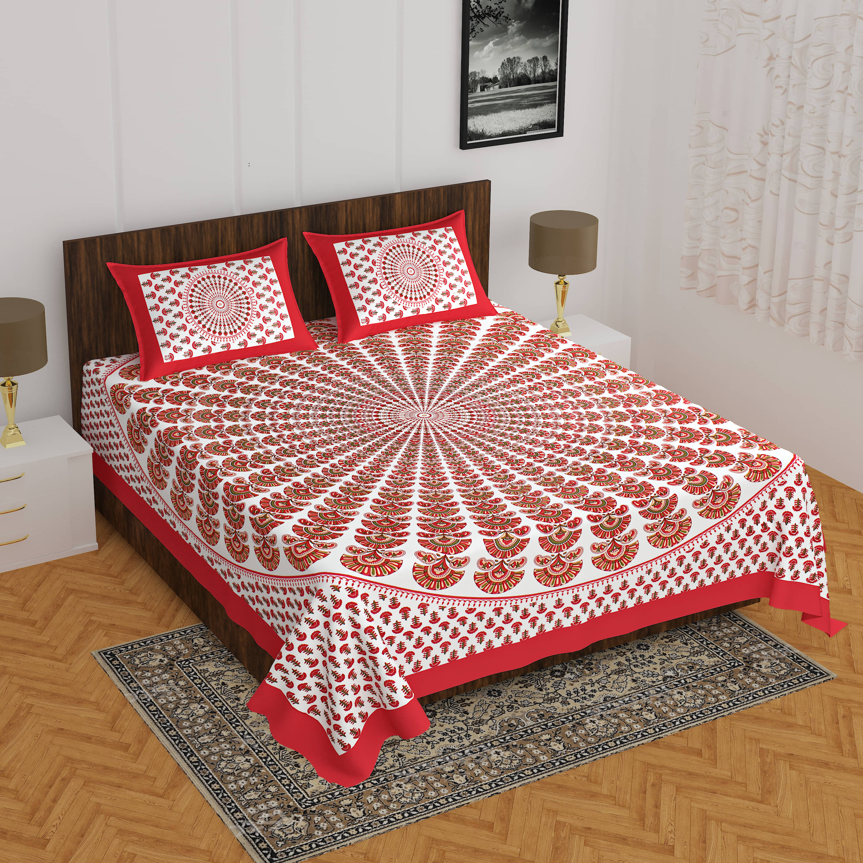 Cosito Cotton 1 Double Bedsheet with 2 Pillow Covers ( Multicolor )