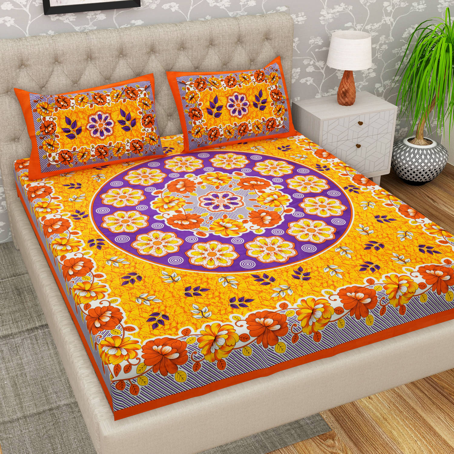 Cosito Cotton 1 Double Bedsheet with 2 Pillow Covers ( Orange )     			Cosito Cotton 1 Double Bedsheet with 2 Pillow Covers ( Orange )