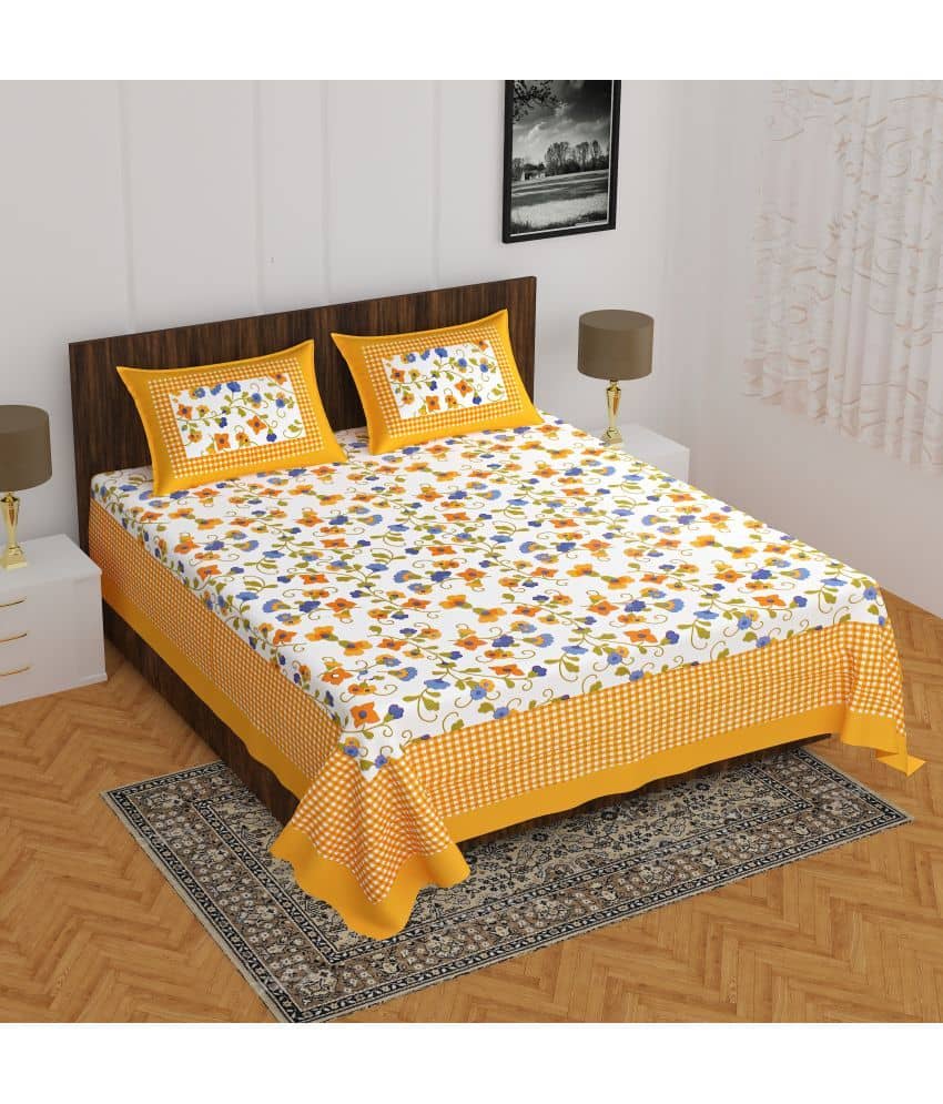Cosito Cotton 1 Double Bedsheet with 2 Pillow Covers ( Multicolor )