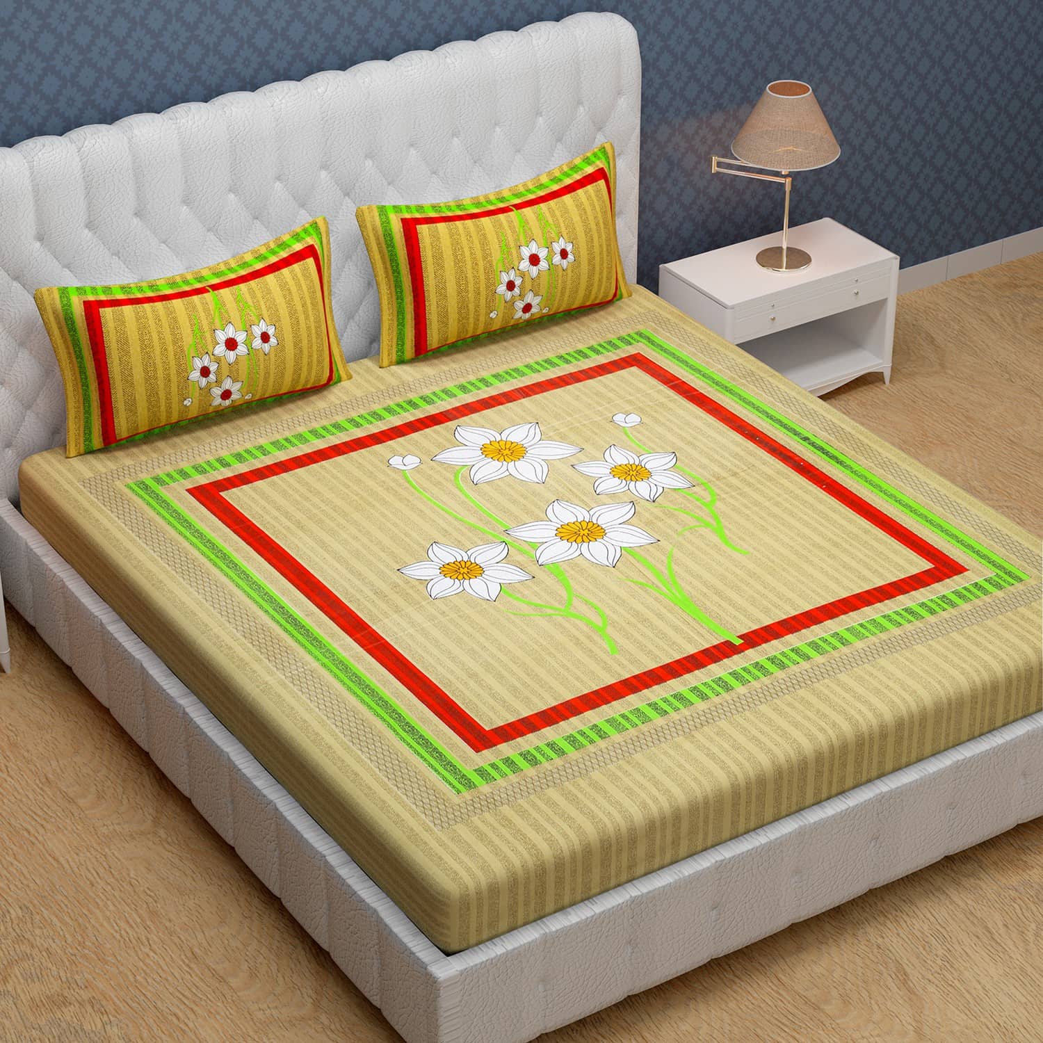 Cosito Cotton 1 Double Bedsheet with 2 Pillow Covers ( Brown )