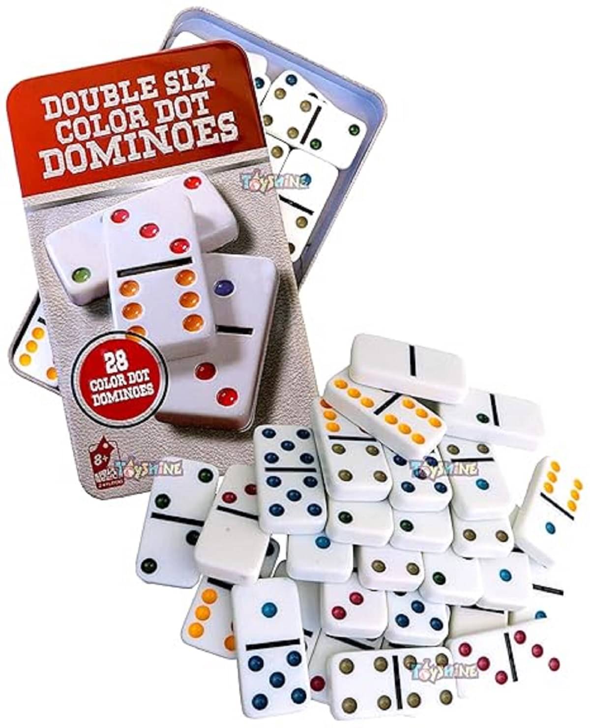     			FEDIFU  Dominoes Block Double 6 Color Game Set - White Dominoes 28 Piece Set Toy in Case Strategy Board Games