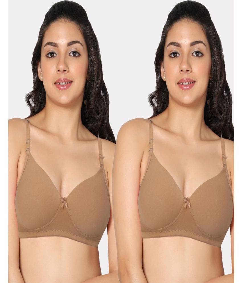 IN CARE LINGERIE Beige Cotton Blend Lightly Padded Women's T-Shirt Bra ( Pack of 2 )     			IN CARE LINGERIE Beige Cotton Blend Lightly Padded Women's T-Shirt Bra ( Pack of 2 )