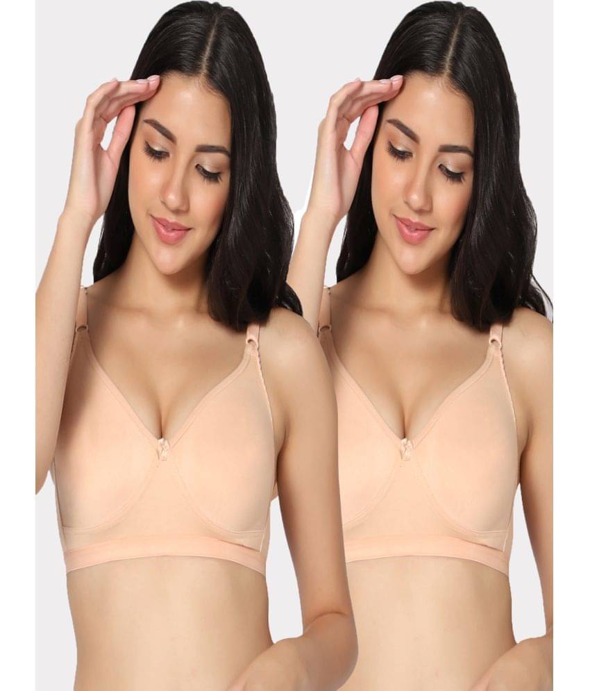 IN CARE LINGERIE Beige Cotton Blend Non Padded Women's T-Shirt Bra ( Pack of 2 )     			IN CARE LINGERIE Beige Cotton Blend Non Padded Women's T-Shirt Bra ( Pack of 2 )