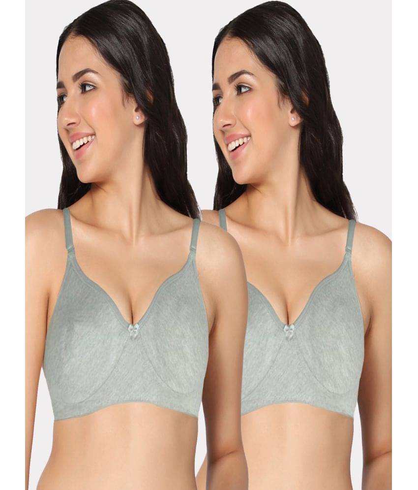 IN CARE LINGERIE Grey Melange Cotton Blend Non Padded Women's Everyday Bra ( Pack of 2 ) IN CARE LINGERIE Grey Melange Cotton Blend Non Padded Women's Everyday Bra ( Pack of 2 )