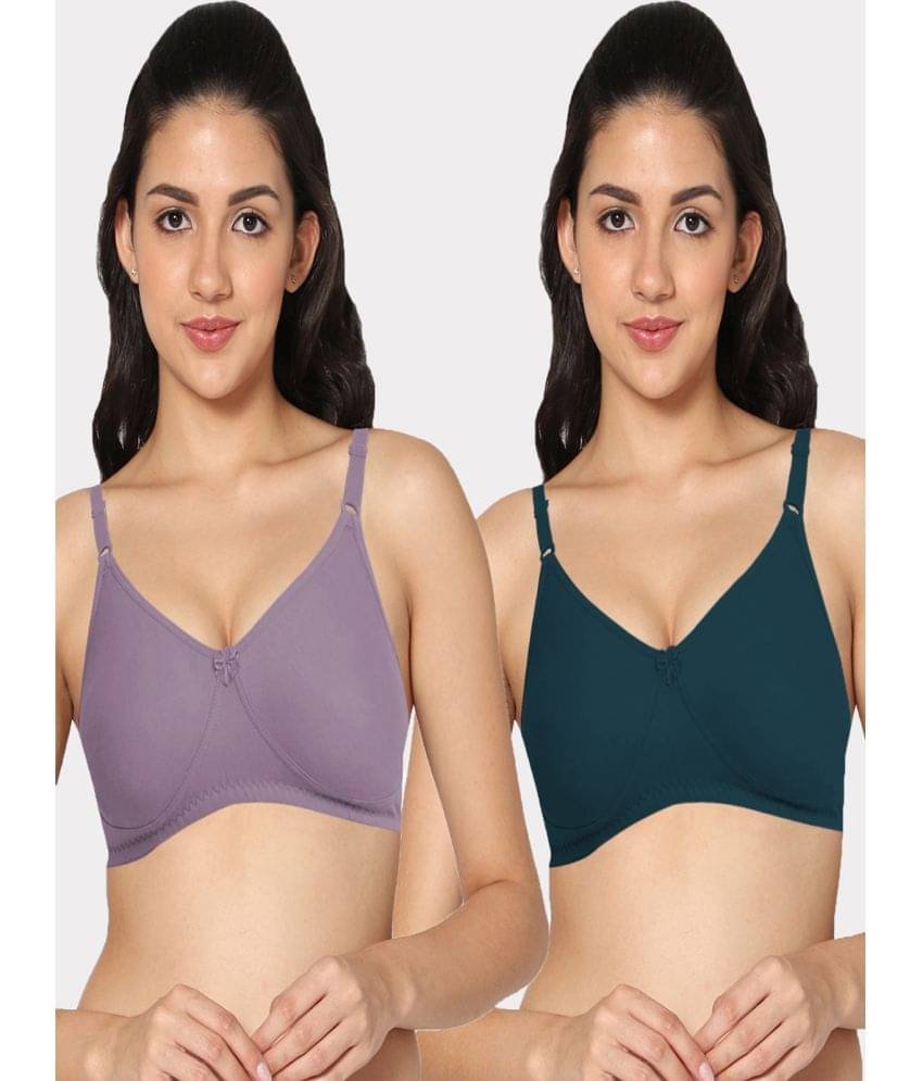 IN CARE LINGERIE Multicolor Cotton Blend Lightly Padded Women's T-Shirt Bra ( Pack of 2 )     			IN CARE LINGERIE Multicolor Cotton Blend Lightly Padded Women's T-Shirt Bra ( Pack of 2 )