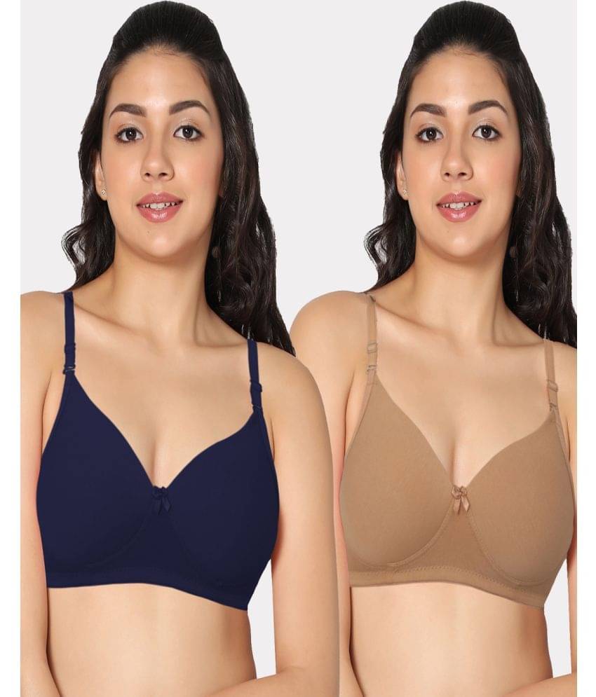 IN CARE LINGERIE Multicolor Cotton Blend Lightly Padded Women's T-Shirt Bra ( Pack of 2 )     			IN CARE LINGERIE Multicolor Cotton Blend Lightly Padded Women's T-Shirt Bra ( Pack of 2 )