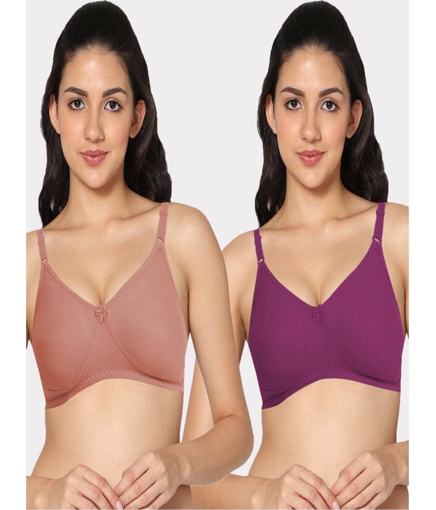IN CARE LINGERIE Pack of 2 Cotton Blend Lightly Padded Women's T-Shirt Bra ( Multicolor )     			IN CARE LINGERIE Pack of 2 Cotton Blend Lightly Padded Women's T-Shirt Bra ( Multicolor )