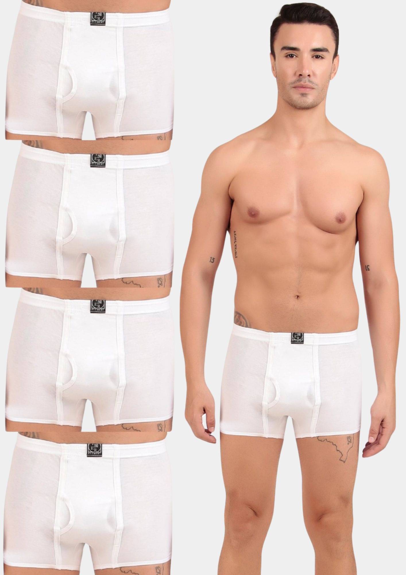Inner Element Pack of 5 Cotton Trunks For Men's ( White ) Inner Element Pack of 5 Cotton Trunks For Men's ( White )