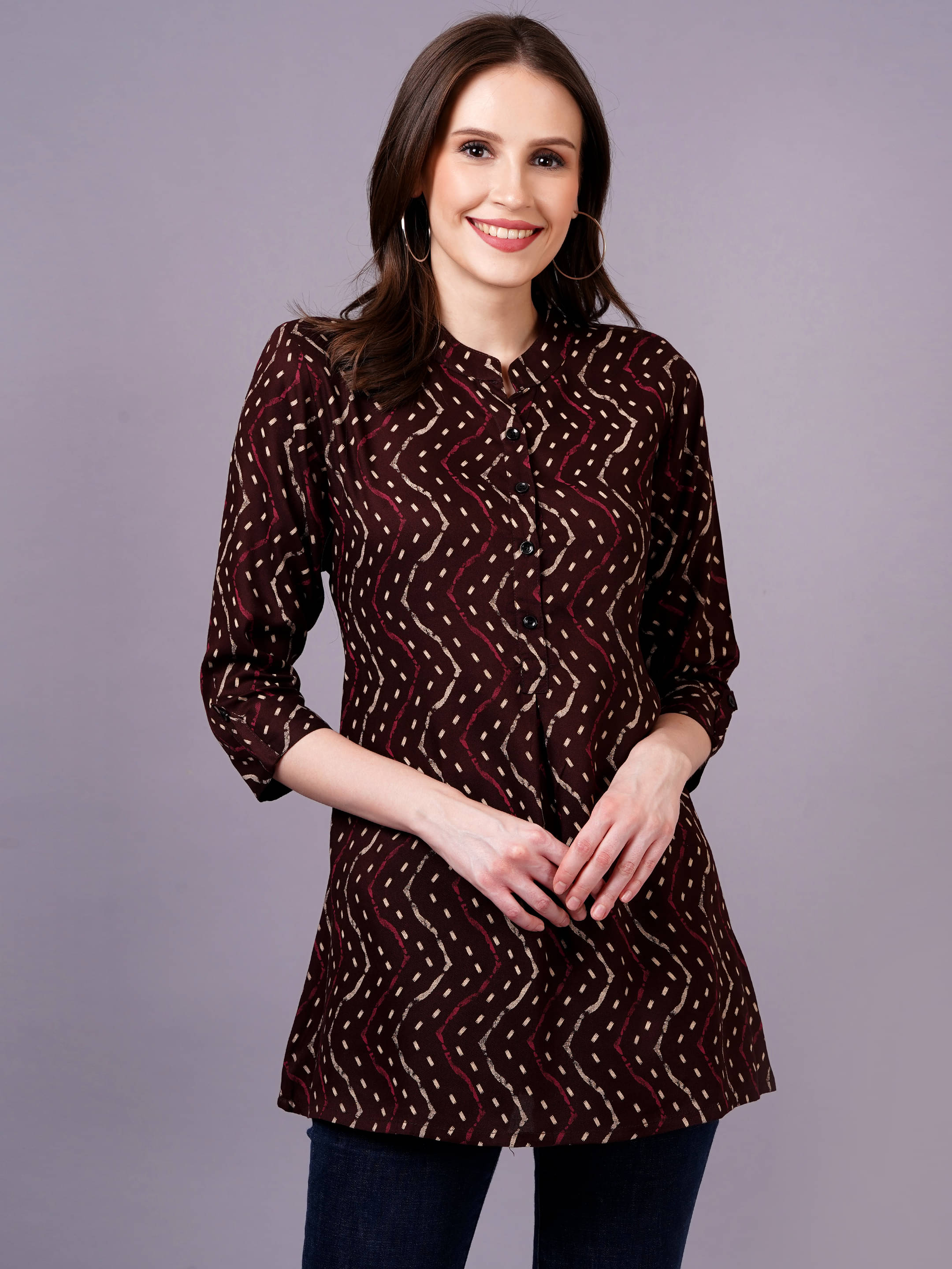     			JC4U Women's Rayon Regular Top ( Brown )