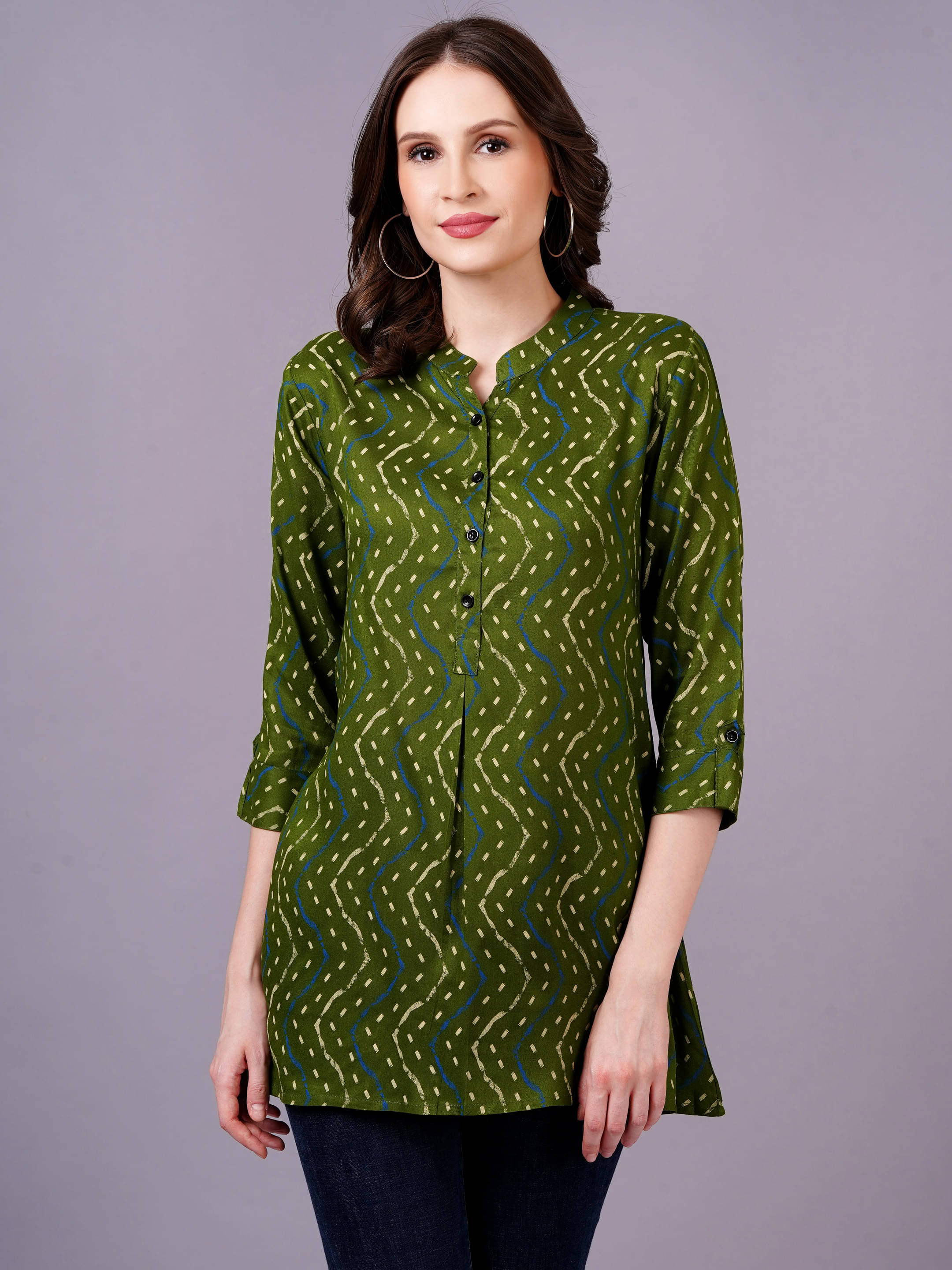     			JC4U Women's Rayon Regular Top ( Green )