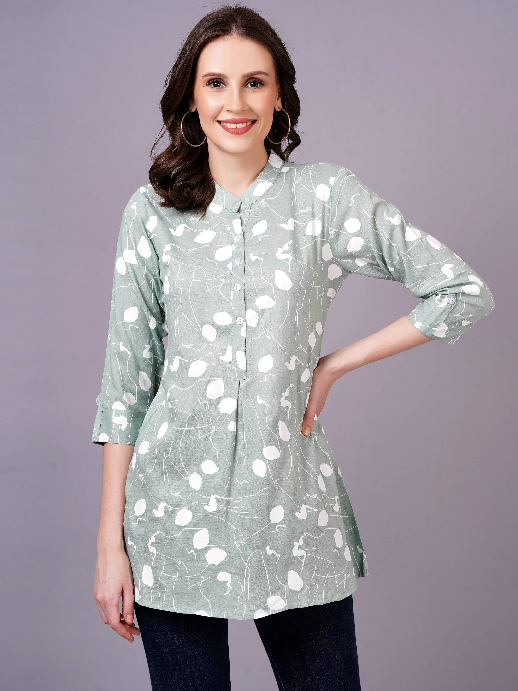 JC4U Women's Rayon Regular Top ( Green ) JC4U Women's Rayon Regular Top ( Green )