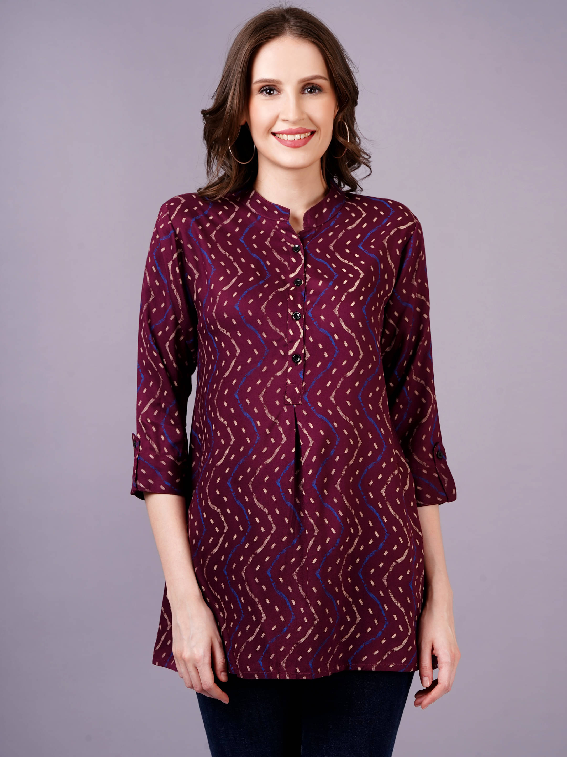 JC4U Women's Rayon Regular Top ( Maroon )     			JC4U Women's Rayon Regular Top ( Maroon )