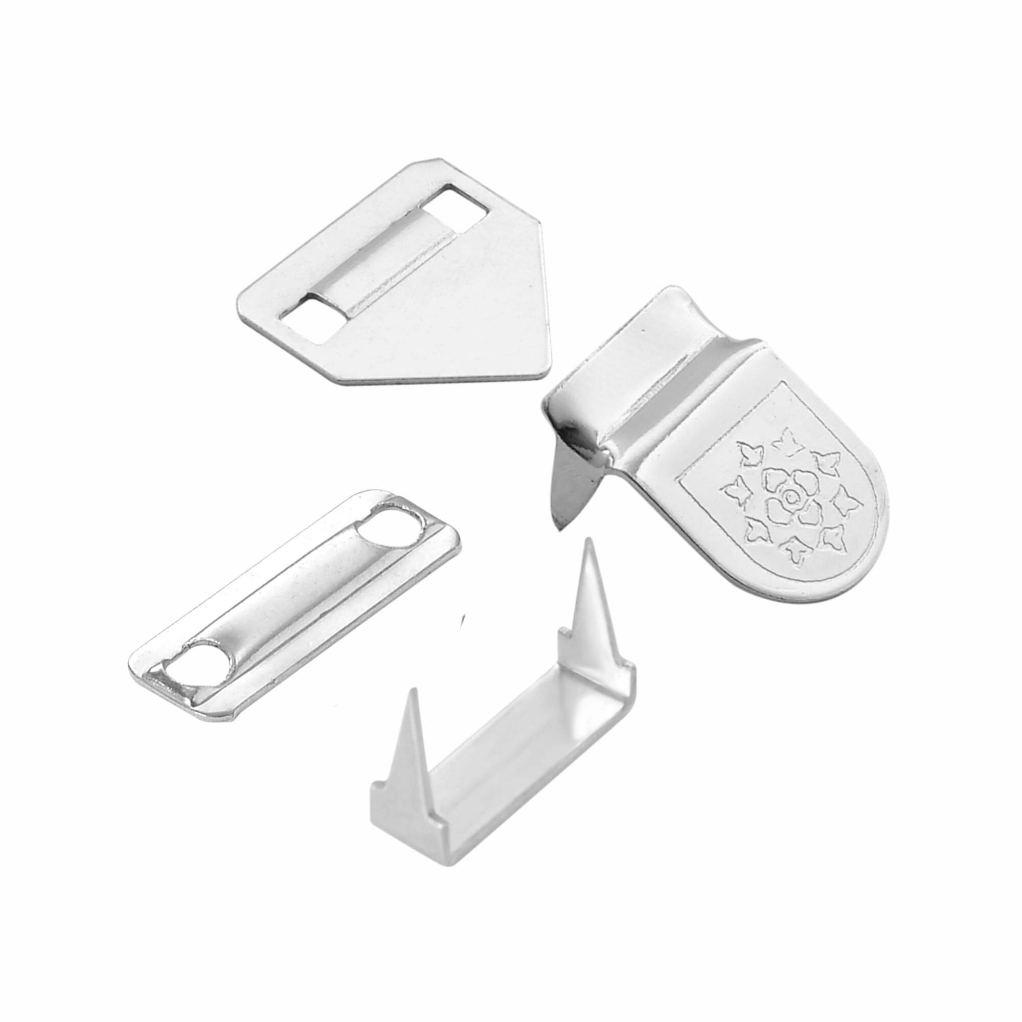     			JYOTI Trouser Hook - 4 Part 2 Pin (100 Sets of Stainless Steel Material & Nickel Finish in a Pouch), Used in Frocks/Short/Pants/Skirt/Slack/Sweaters, Also Used for Making DIY Items - Pack of 1