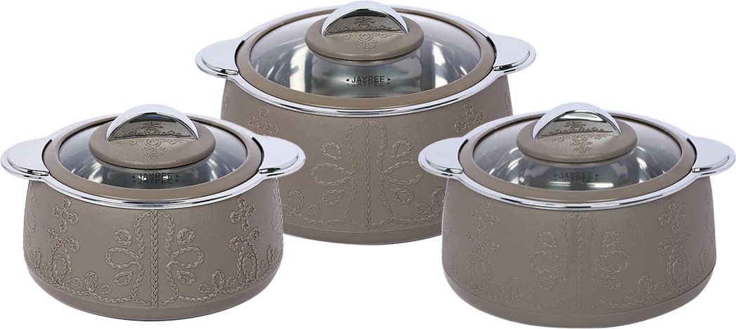 Jaypee Beige Plastic Serve Casserole ( Set of 3 , 4000 mL )