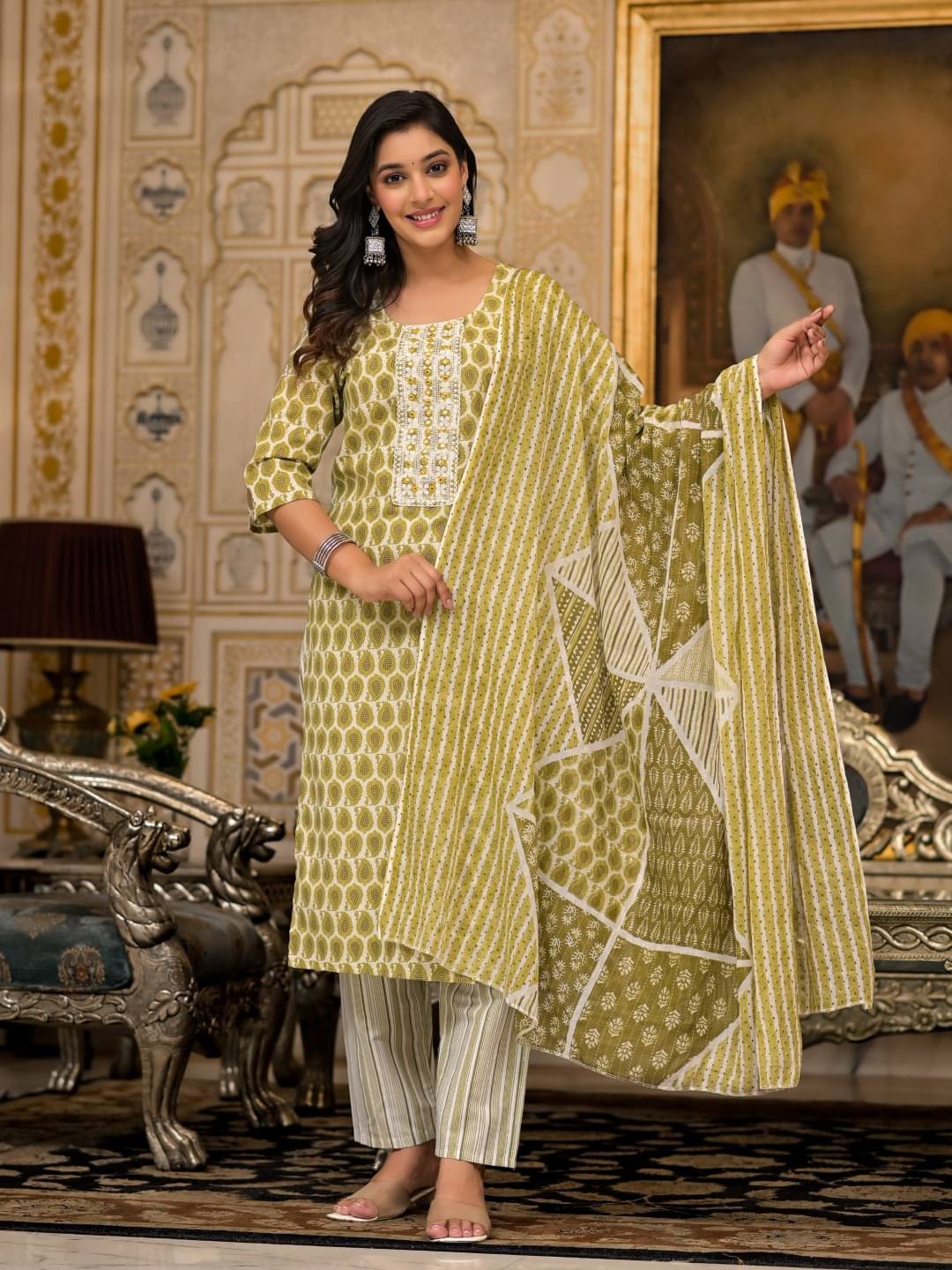 Juniper Cotton Printed Kurti With Pants Women's Stitched Salwar Suit - Green ( Pack of 1 ) Juniper Cotton Printed Kurti With Pants Women's Stitched Salwar Suit - Green ( Pack of 1 )