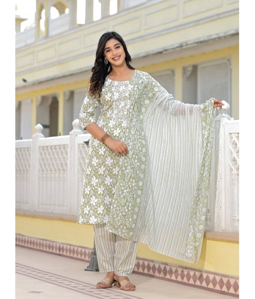 Juniper Cotton Printed Kurti With Pants Women's Stitched Salwar Suit - Green ( Pack of 1 ) Juniper Cotton Printed Kurti With Pants Women's Stitched Salwar Suit - Green ( Pack of 1 )