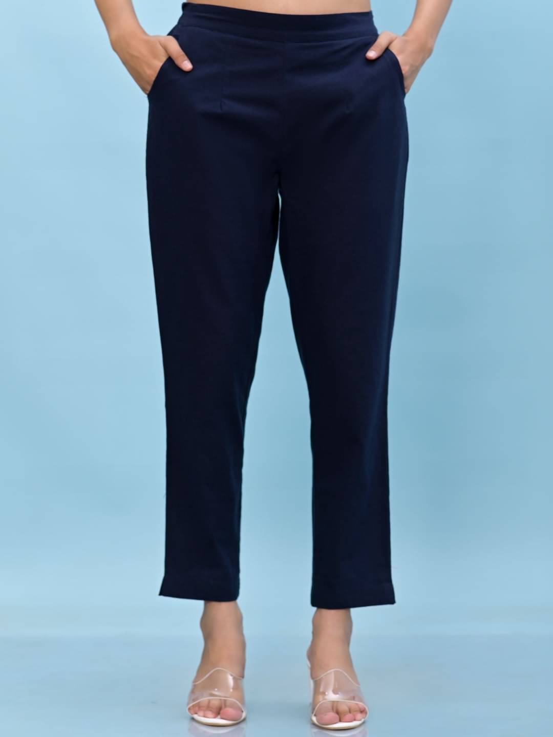     			Juniper - Navy Blue Cotton Women's Straight Pant ( Pack of 1 )