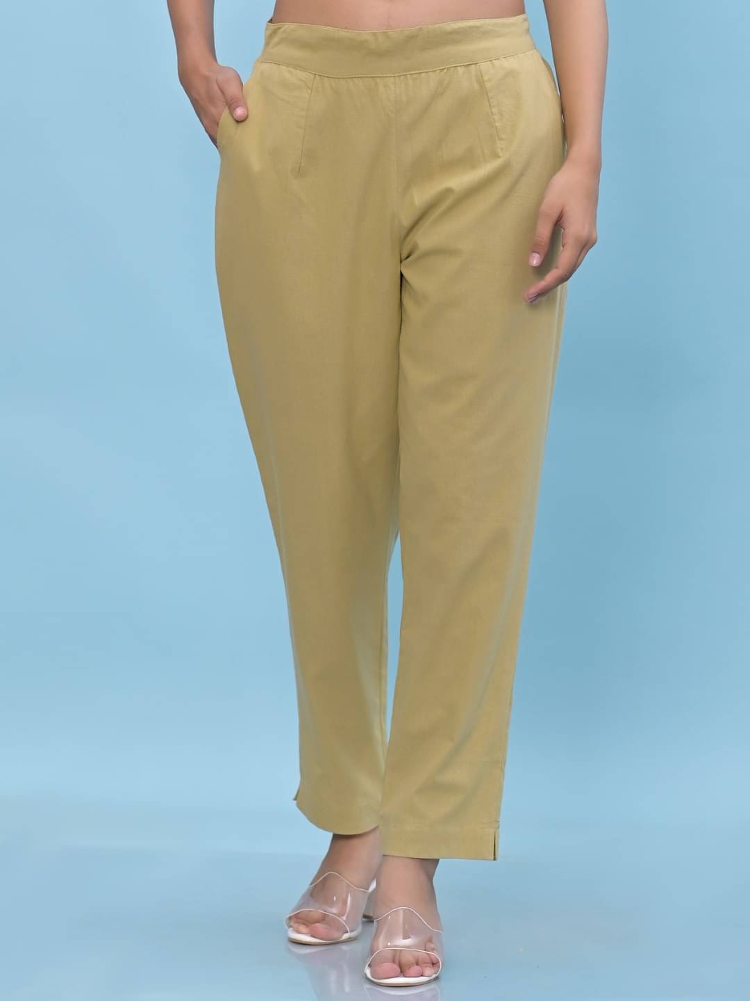     			Juniper - Olive Cotton Women's Straight Pant ( Pack of 1 )
