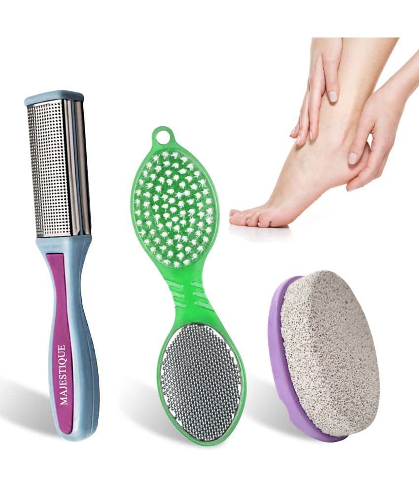 Majestique Double-Sided Foot File Foot Scrubber Effective Multidirectional -Pack of 3 Color May Vary