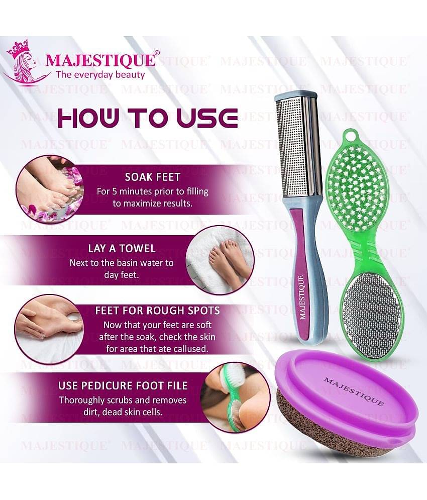 Majestique Double-Sided Foot File Foot Scrubber Effective Multidirectional -Pack of 3 Color May Vary